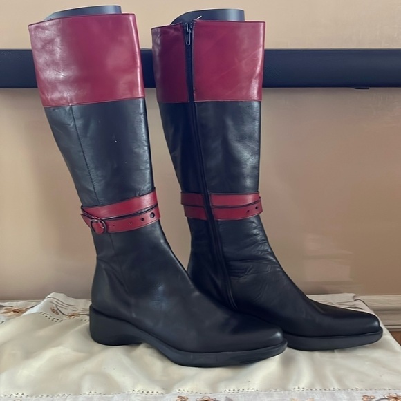 bettye muller Shoes - SOFFIA | BLACK RED PATCHWORK PRINTED LEATHER KNEE BOOTS(044S)